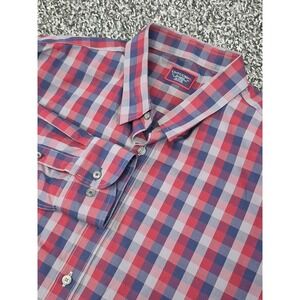 UNTUCKit Long Sleeve Mens 2XL XXL Red Blue Gray Pomerol Gingham Slim Button Down